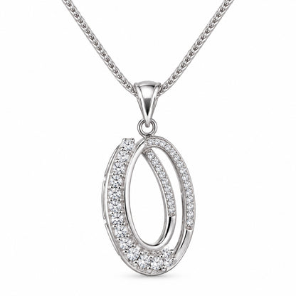 DiamondCelebritees 925 Silver 1.32ct Cubic Zirconia Double Oval Interlocking 1 inch Pendant