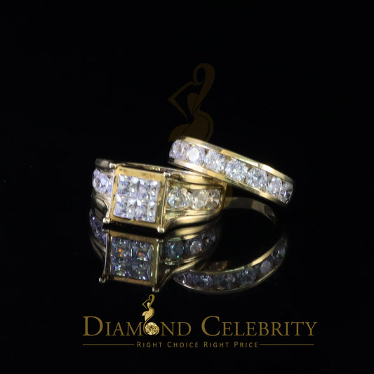 DiamondCelebritees 925 Sterling Yellow Silver 3.50 ct Square Cubic Zirconia Bridal Womens Ring SZ 8