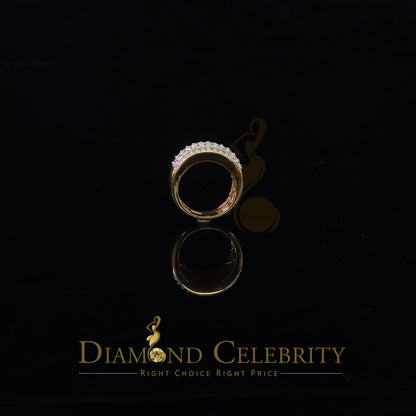 DiamondCelebritees 925 Sterling Yellow Silver 6.00ct Cubic Zirconia Round For Men's Ring Size 8