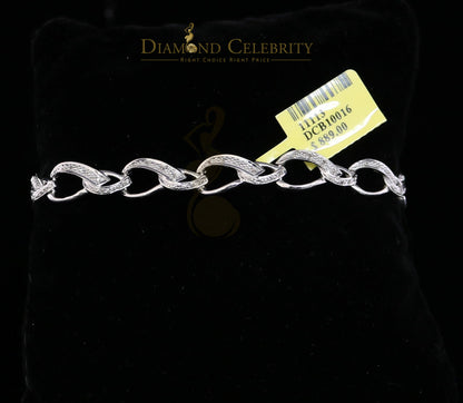 Diamondcelebritees 925 Sterling Silver White 0.20CT Real Diamonds Fancy Style Bracelet Size 7''
