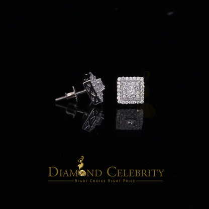 DiamondCelebritees  1.44ct Cubic Zirconia 925 White Sterling Silver Women's Hip Hop Square Earrings