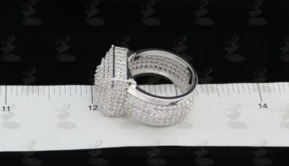 DiamondCelebritees 925 Silver White 8.50ct Cubic Zirconia Wide Square Womens Engagement Ring SZ 7.5