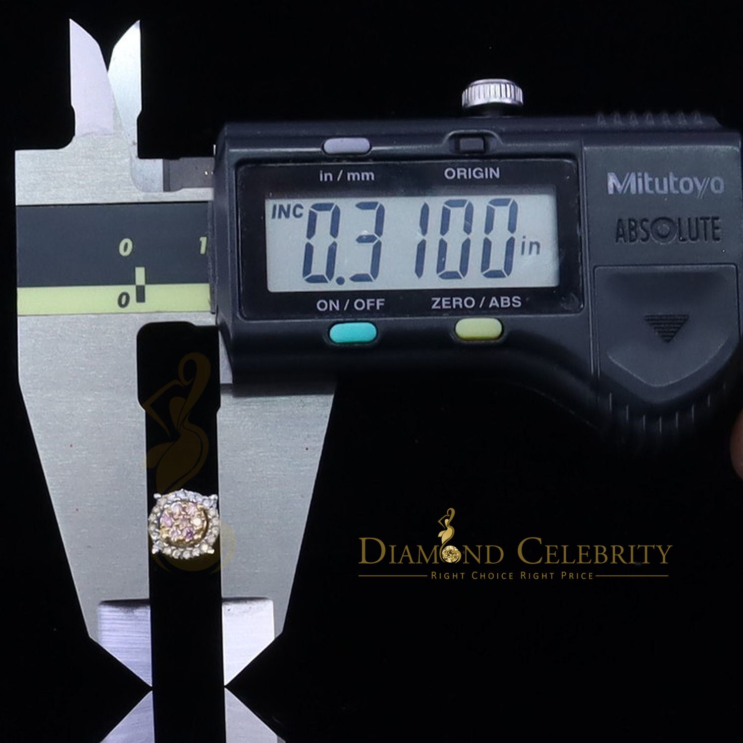 DiamondCelebritees Women's 925 Silver Yellow 0.40ct VVS 'D' Pink Moissanite Round Stud Earrings