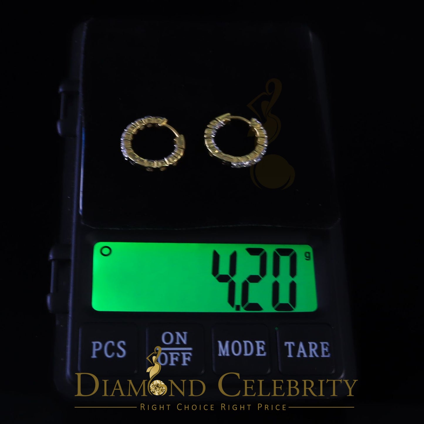 DiamondCelebritees 2.50ct Moissanite Yellow 925 Sterling Silver Women's In and Out Hoop Earrings