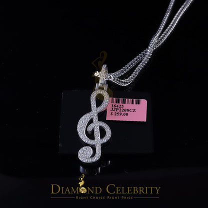 DiamondCelebritees Promise 925 White Sterling Silver MUSIC SIGN Pendant with 2.34ct Cubic Zirconia