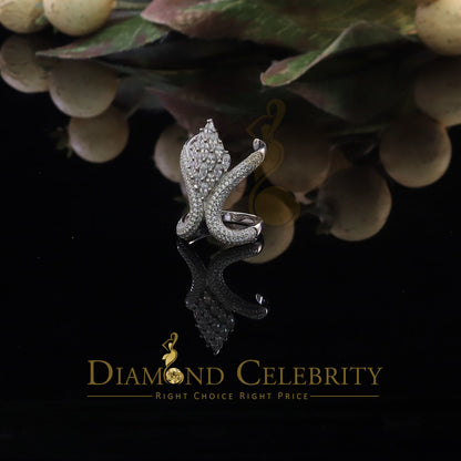 DiamondCelebritees Sterling White Silver 2.00ct Cubic Zirconia Cocktail Floral Women's Ring Size 7