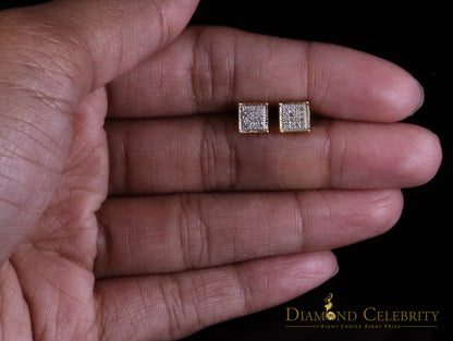 DiamondCelebritees 0.10ct Diamond Stud Earrings For Women Yellow 925 Silver Stud For Men