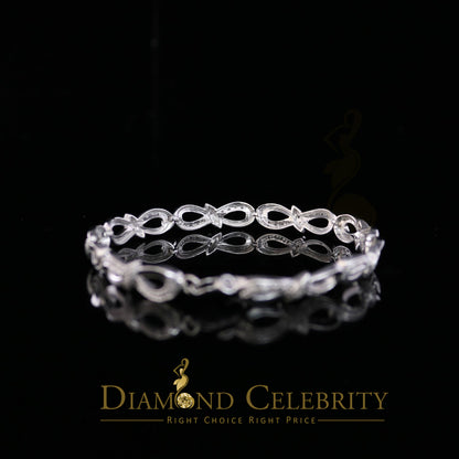 Diamondcelebritees 925 Sterling Silver Infinity Style 0.15CT Real Diamond Bracelet Size 7.5 Inch