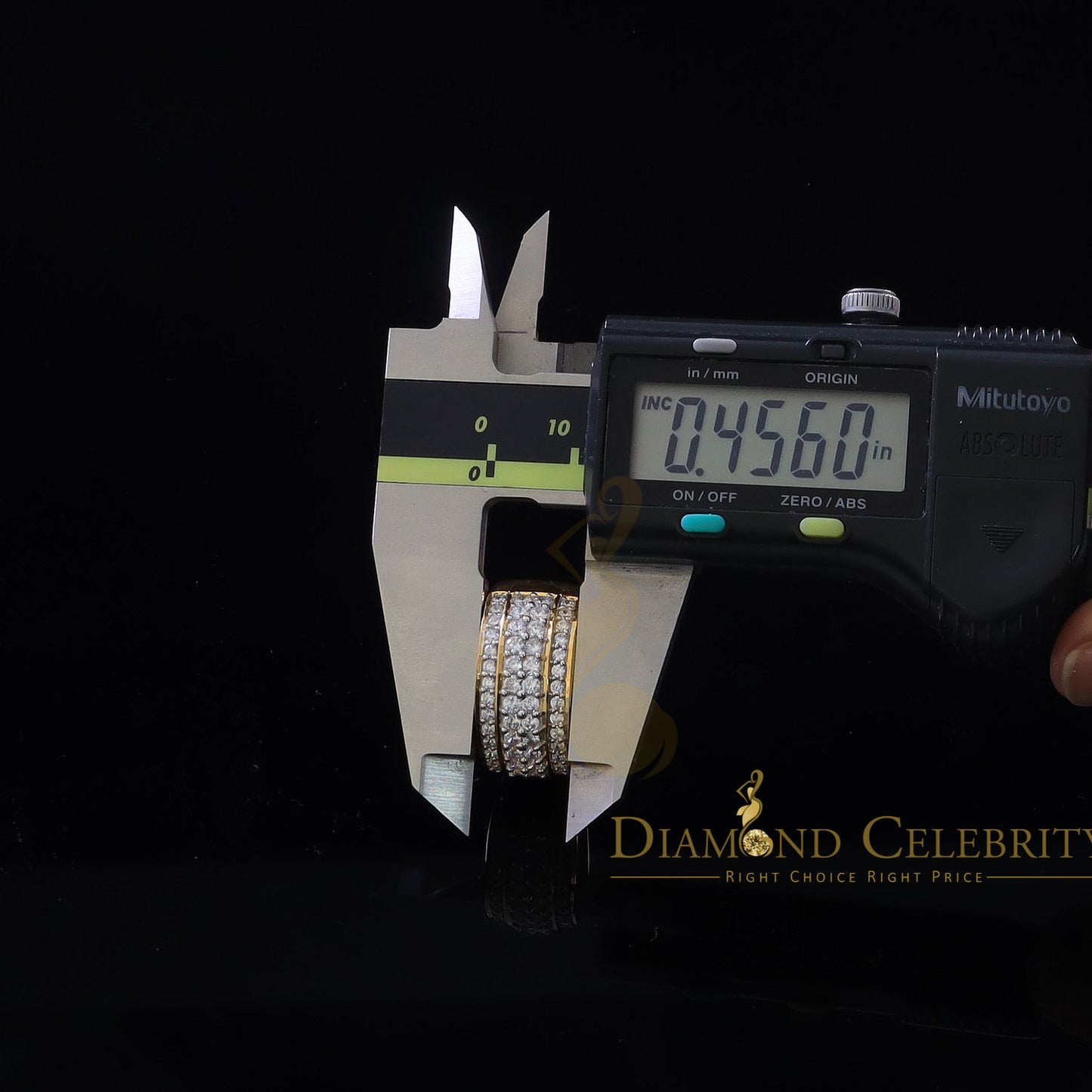 DiamondCelebritees 925 Sterling Yellow Silver 6.00ct Cubic Zirconia Round For Men's Ring Size 8