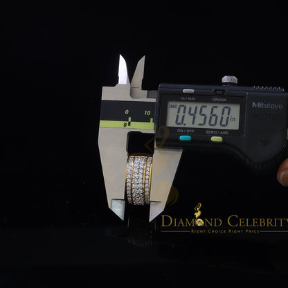 DiamondCelebritees 925 Sterling Yellow Silver 6.00ct Cubic Zirconia Round For Men's Ring Size 8