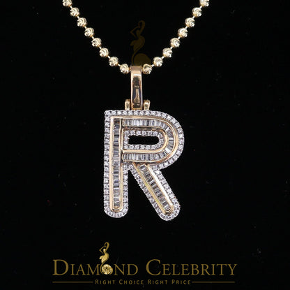 DiamondCelebritees Yellow Bugutte Initial All Alphabet Sterling Silver Pendant with Cubic Zirconia