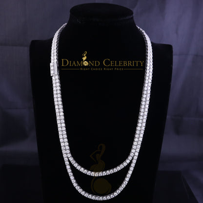 DiamondCelebritees Tennis Men's Necklace 925 Silver White 55ct Moissanite size 22inch & Width 4mm