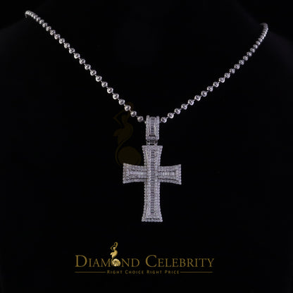 Diamondcelebritees  925 White Sterling Silver 2.25ct VVS D Clr. Moissanite Cross Pendant for Women's