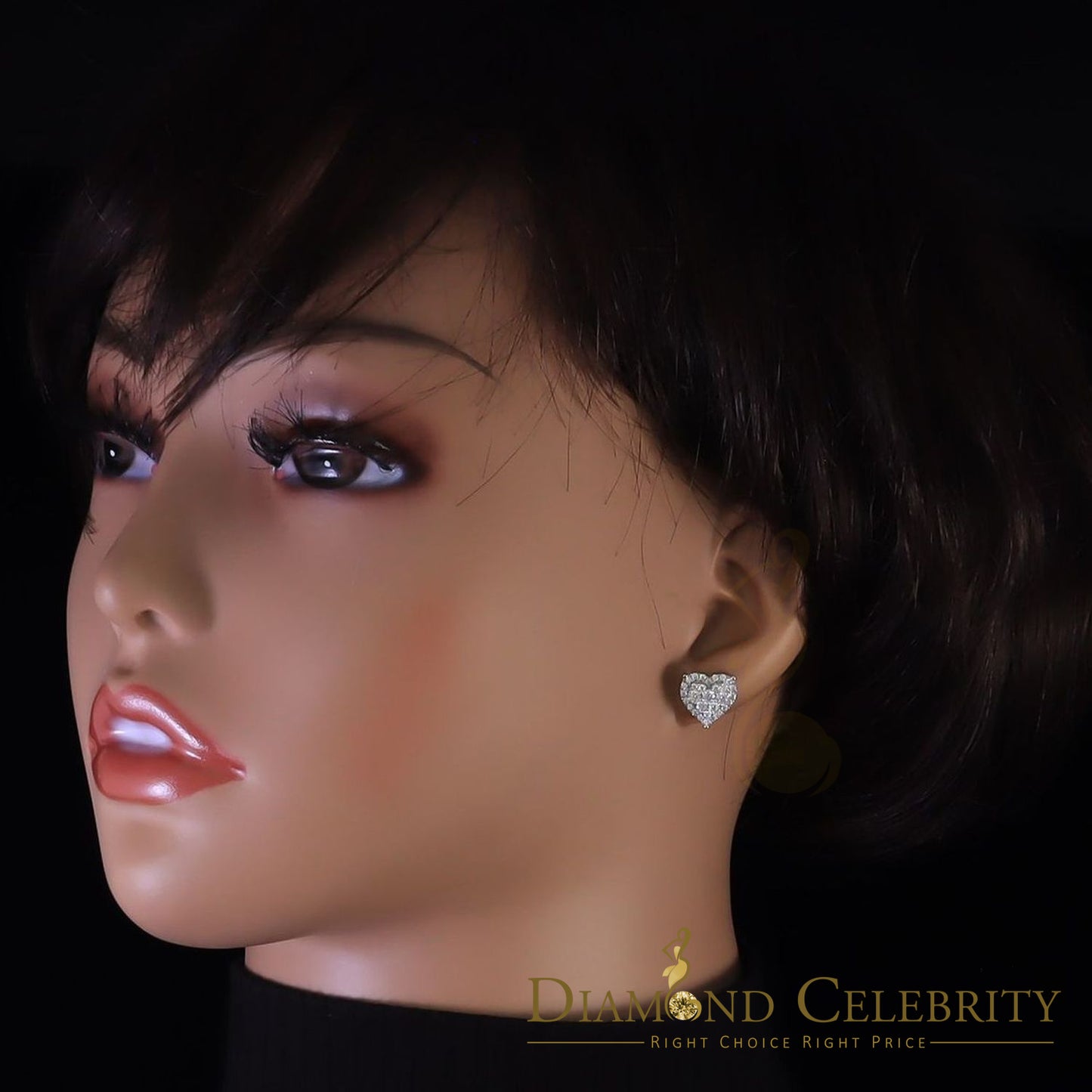 DiamondCelebritees Genuine 1.10ct Vvs 'D' Color Moissanite Heart Earring 10k Real Yellow Gold