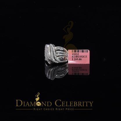 DiamondCelebritees 925 Sterling Silver 3.10ct White Cubic Zirconia Cocktail Women's Ring Size 7.5