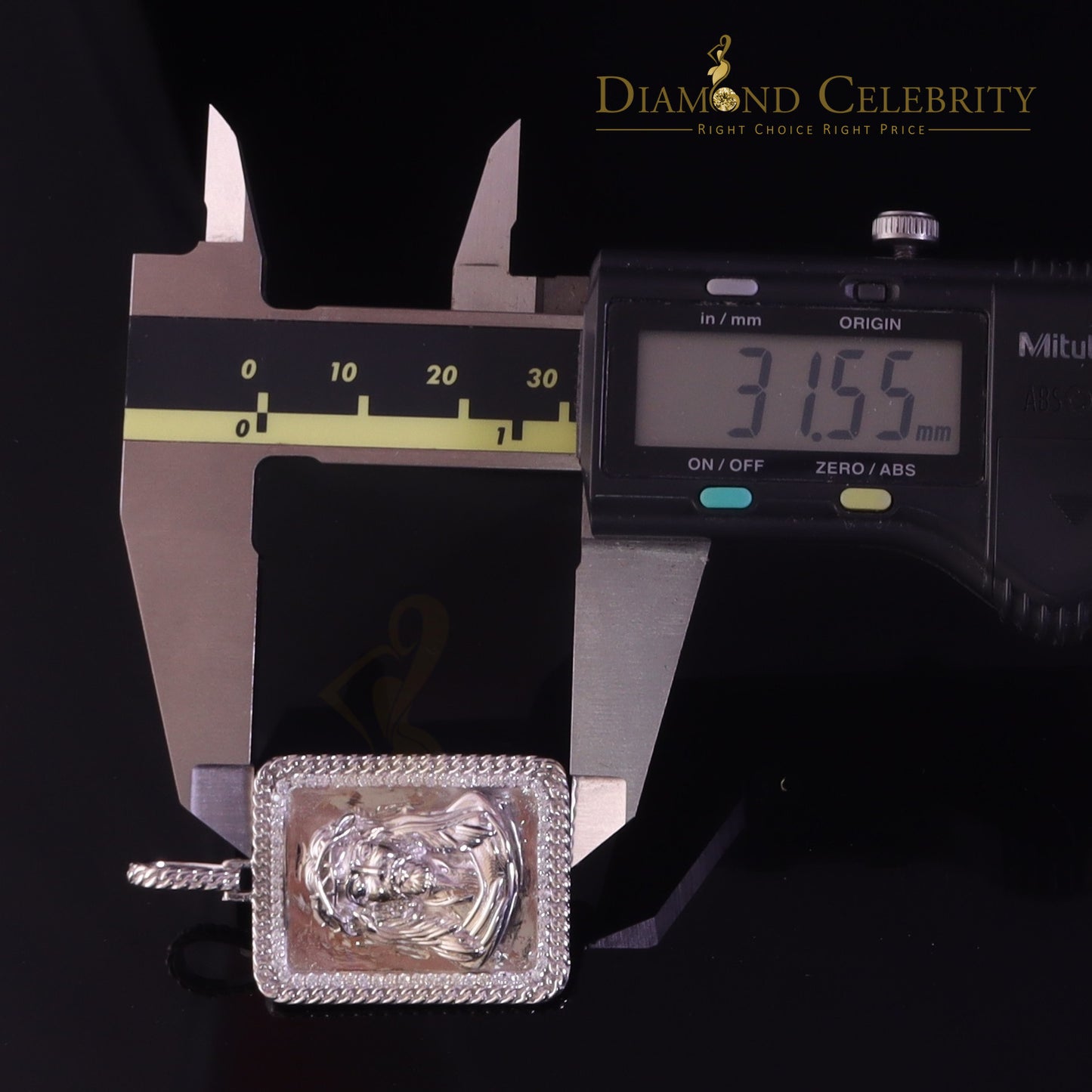 DiamondCelebritees Men's Square JESUS White 925 Sterling Silver 0.66ct CZ '1.00'inch 3D Pendant