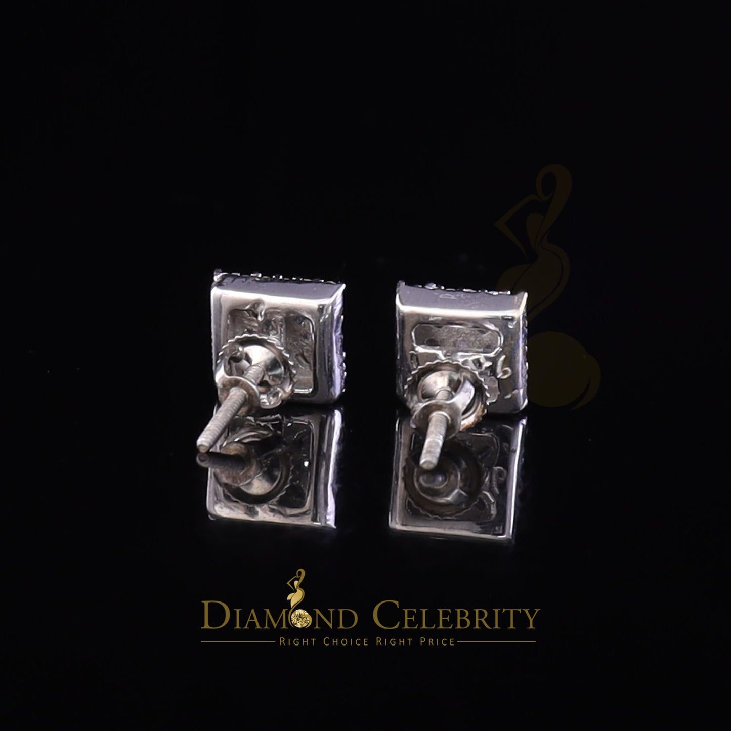 DiamondCelebritees  925 White Sterling Silver 0.74ct Cubic Zirconia Square Women's Stud Earrings