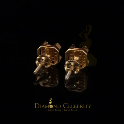 DiamondCelebritees Men's/Womens 925 Silver Yellow 0.25ct VVS 'D' Moissanite Square Stud Earrings