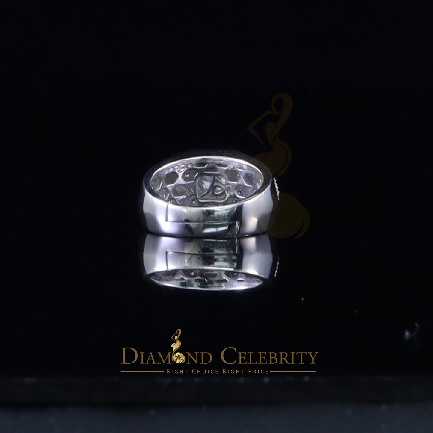 DiamondCelebritees 925 White Sterling Silver Cubic Zirconia 2.44ct Men Adjustable Ring Size 8 to 10
