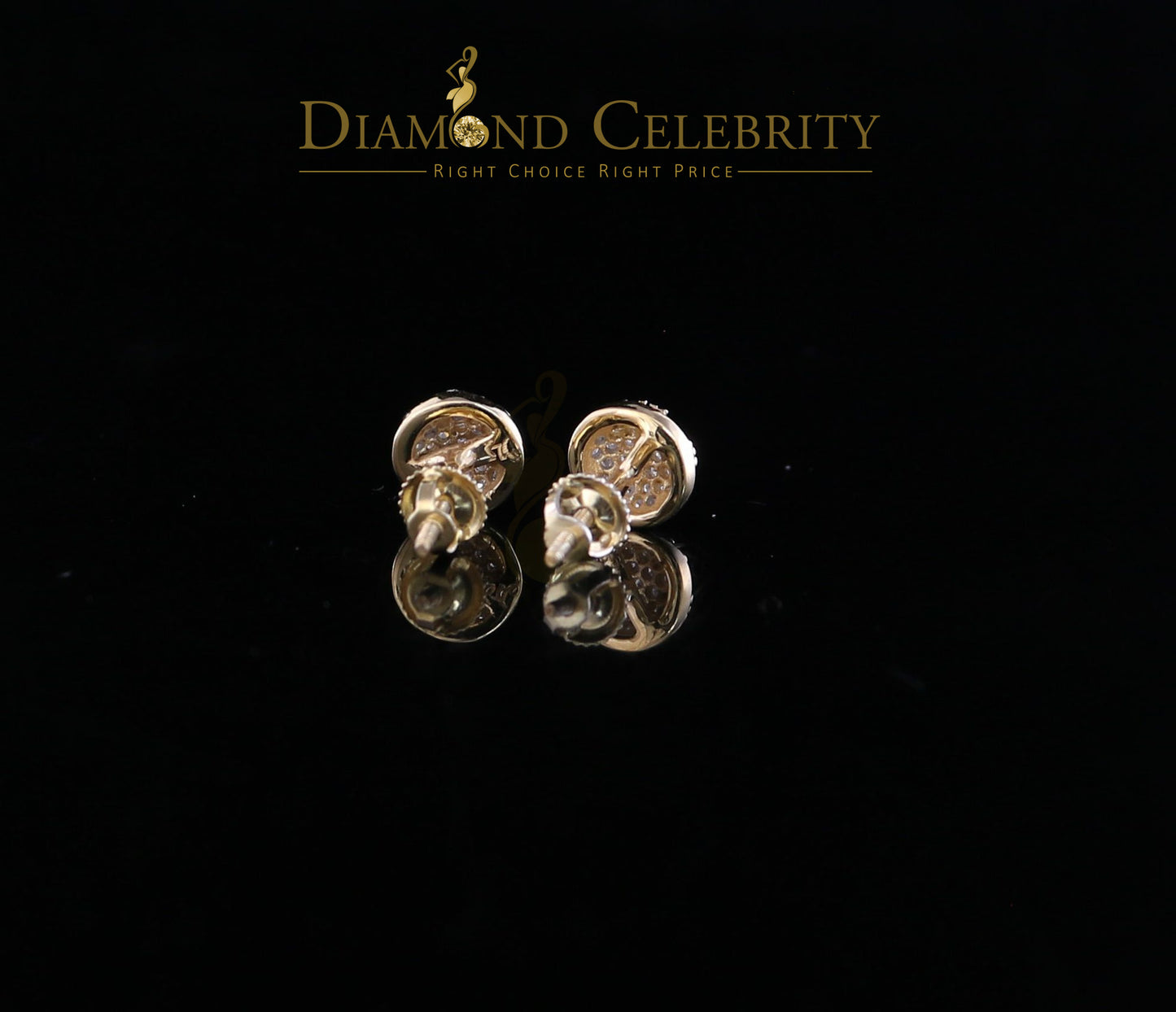 DiamondCelebritees 0.33 ct Diamond 925 Sterling Silver Yellow For Men's / Women's Round Earrings