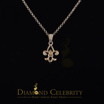 DiamondCelebritees Promise Yellow Sterling Silver Fleur de Lis Pendant with 0.30ct Cubic Zirconia