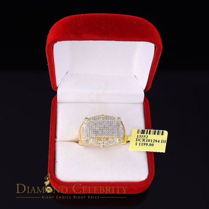 DiamondCelebritees 0.66 CT Real Diamond Men's 925 Sterling SilverYellow Ring Size 11 Square Shape
