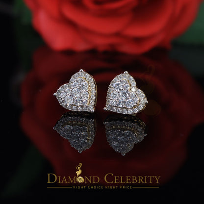 DiamondCelebritees  925 Sterling Yellow Silver 2.68ct Cubic Zirconia Heart Women's Stud Earrings