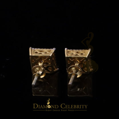 DiamondCelebritees Men's/Womens 925 Silver Yellow 0.55ct VVS 'D' Moissanite Square Stud Earrings