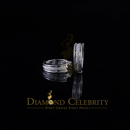 DiamondCelebritees  Men's hip hop White 925 Sterling Silver Cubic Zirconia 1 row Huggie Hoop Earring