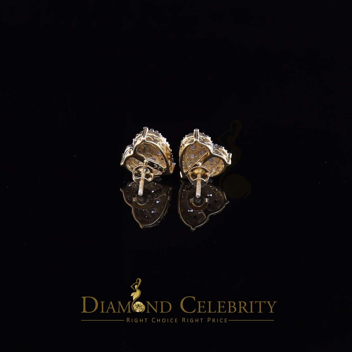DiamondCelebritees  925 Sterling Yellow Silver 1.64ct Cubic Zirconia Heart Women's Stud Earrings