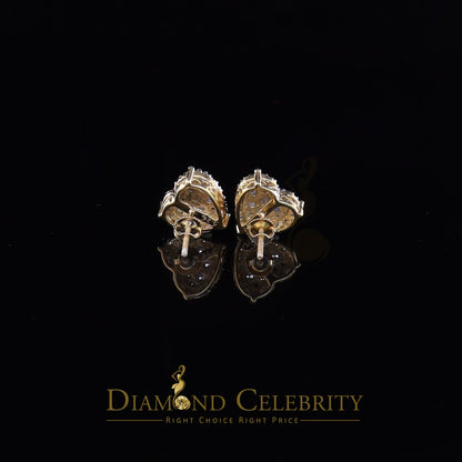 DiamondCelebritees  925 Sterling Yellow Silver 1.64ct Cubic Zirconia Heart Women's Stud Earrings