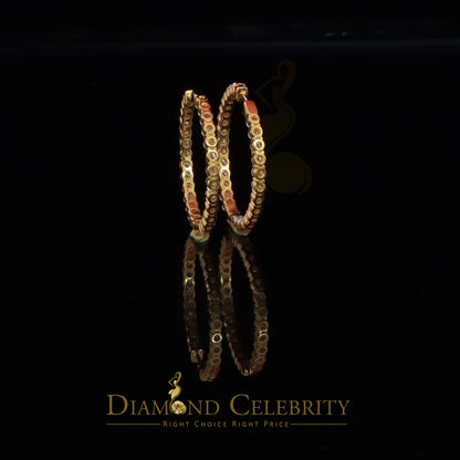 DiamondCelebritees 6.00ct Moissanite Yellow 925 Sterling Silver Women's In and Out Hoop Earrings