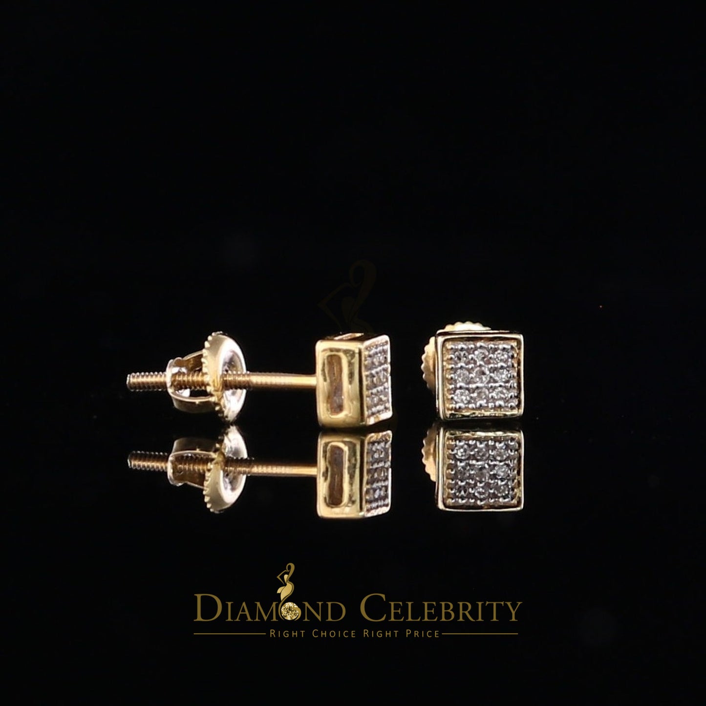 DiamondCelebritees 0.05CT Real Diamond 10K Real Yellow Gold with Men's/Women's Stud Micro Earring
