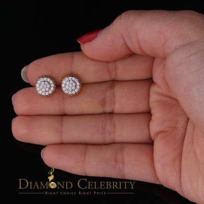 DiamondCelebritees  3.45ct Cubic Zirconia 925 Yellow Silver Women's & Men's Hip Hop Round Earrings