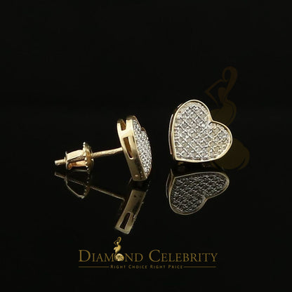 DiamondCelebritees 925 Sterling Silver 0.10ct Diamond Heart Earrings For Women Yellow Stud For Men