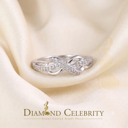 DiamondCelebritees 0.15ct Diamond 925 Sterling Silver Round White Infinity Rings Size 06 For Womens