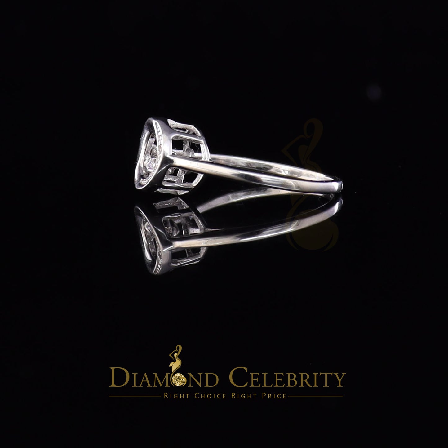 DiamondCelebritees 925 Sterling White Silver Cubic Zirconia Round Women's Ring Size 7.5