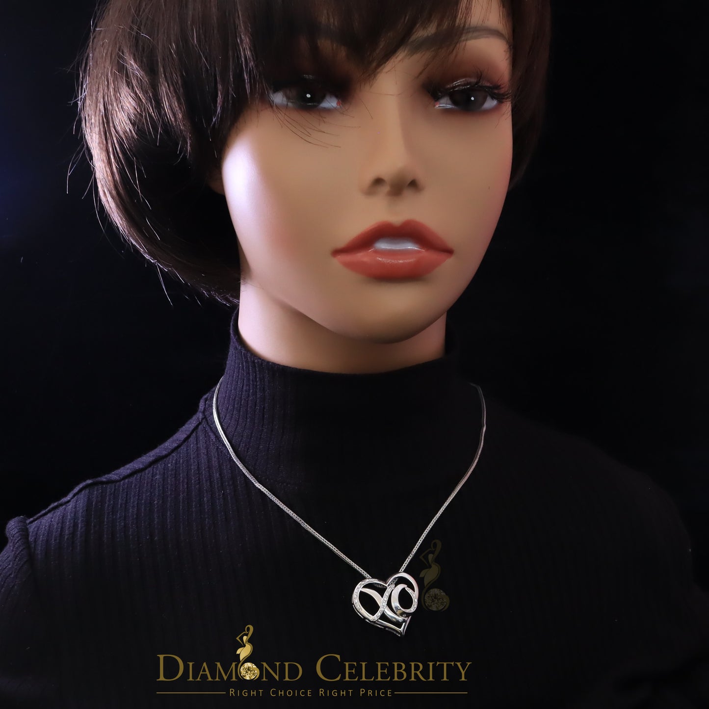 DiamondCelebritees White 925 Sterling Silver Heart and XO Shape Pendant 0.21ct Cubic Zirconioa