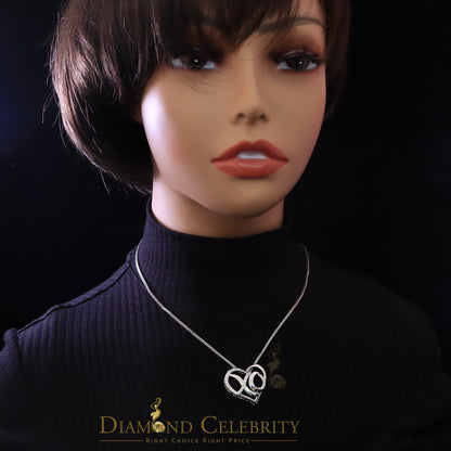 DiamondCelebritees White 925 Sterling Silver Heart and XO Shape Pendant 0.21ct Cubic Zirconioa