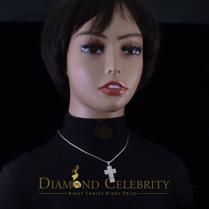 DiamondCelebritees Cubic Zirconia Attractive 1.38ct Sterling Silver CROSS White Necklace Pendant