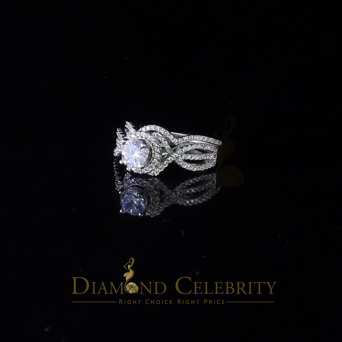 DiamondCelebritees 1.20ct Cubic Zirconia White 925 Silver Men's/ Women 2PC Bridal Rings Size 7