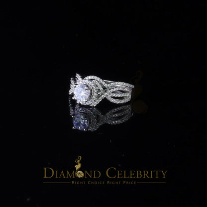 DiamondCelebritees 1.20ct Cubic Zirconia White 925 Silver Men's/ Women 2PC Bridal Rings Size 7