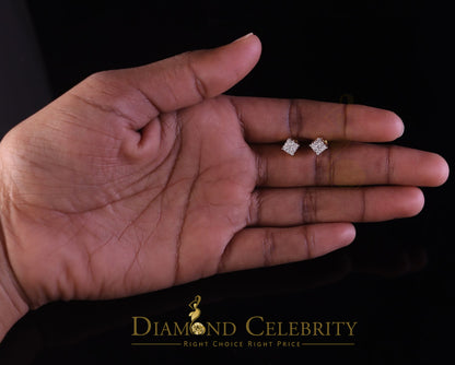 DiamondCelebritees Real Moissanite Stud Square Earrings 10k Real Yellow Gold 0.33ct VVS 'D' Color