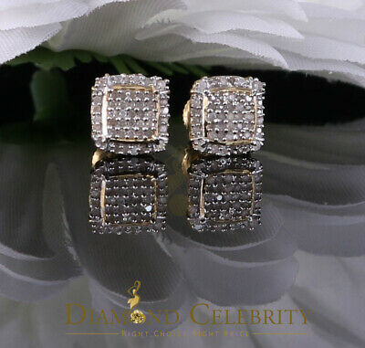 DiamondCelebritees 0.25ct Diamond 925 Silver Yellow Square Earring For Men's / Women's