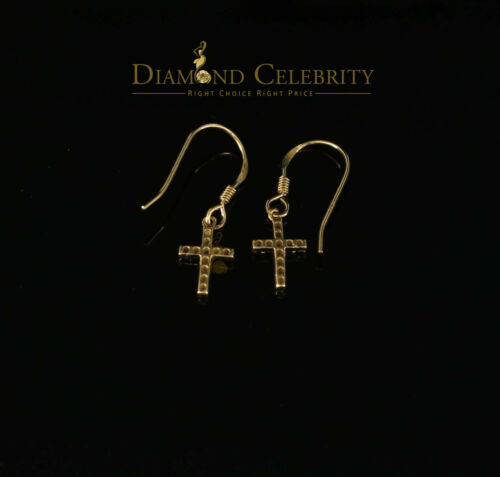 DiamondCelebritees  Yellow 925 Silver 0.27ct Cubic Zirconia Men's & Women's Dangling Cross Earrings
