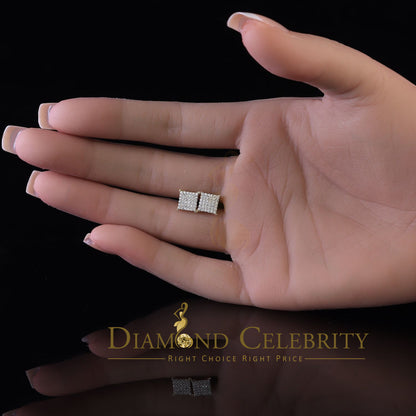 DiamondCelebritees  925 Sterling Yellow Silver 0.72ct Cubic Zirconia Square Womens Stud Earrings
