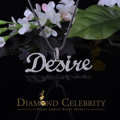 DiamondCelebritees White Desire Letter 925 Sterling Silver Pendant 2.49ct Cubic Zirconia stone