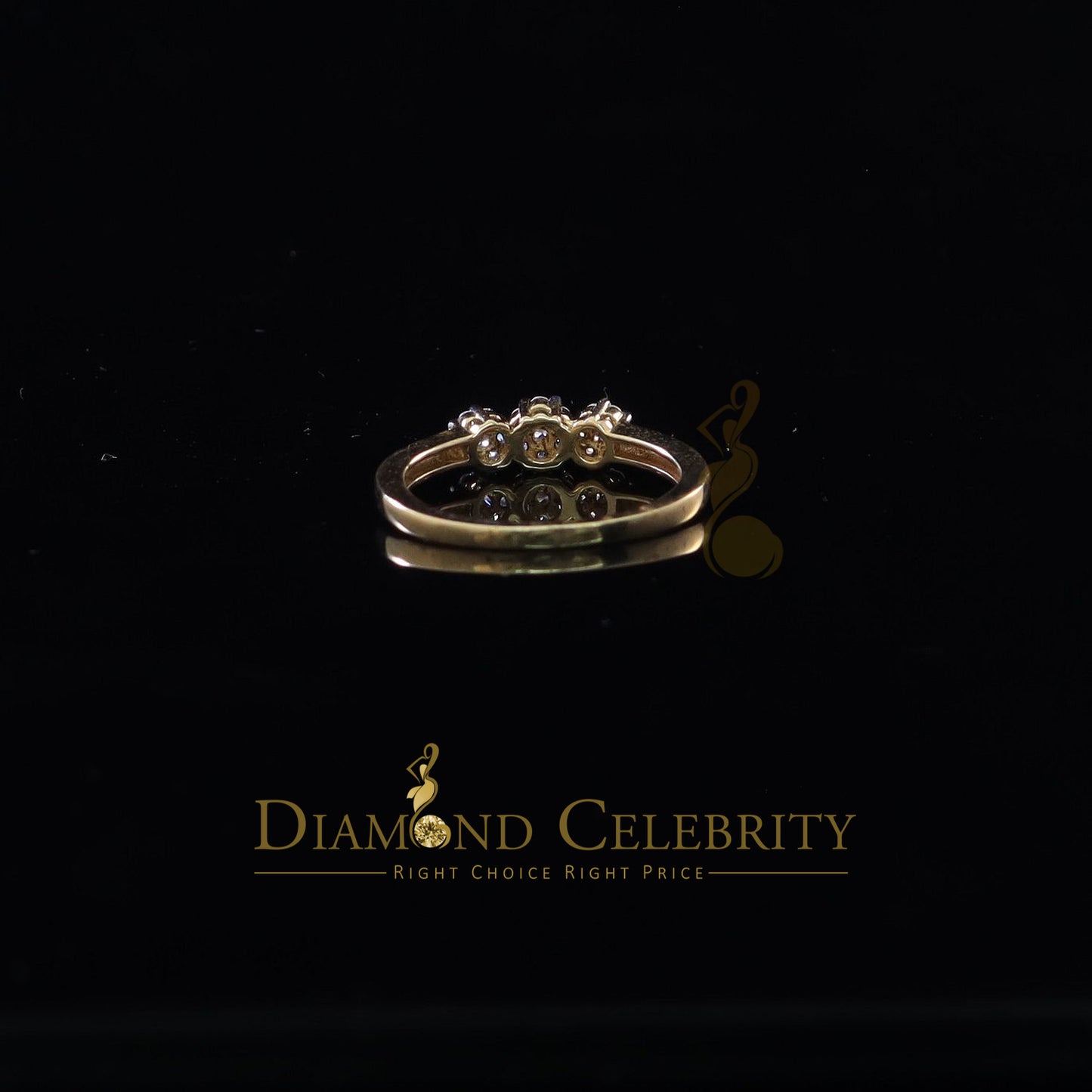DiamondCelebritees 925 Yellow Silver Cubic Zirconia 1.25 ct Past Present Future Women's Ring Size 7