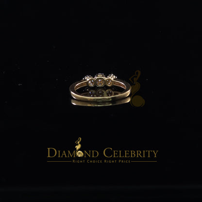 DiamondCelebritees 925 Yellow Silver Cubic Zirconia 1.25 ct Past Present Future Women's Ring Size 7
