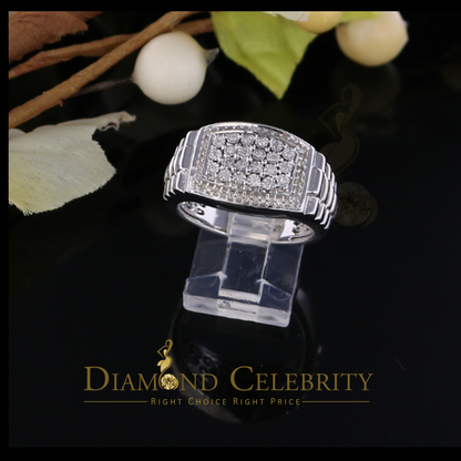 DiamondCelebritees 0.25 CT Real Diamond 925 Sterling White Silver With Fashion Men's Ring Size 10